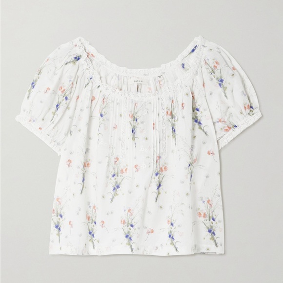 Doen Tops - Doen White Floral Blouse